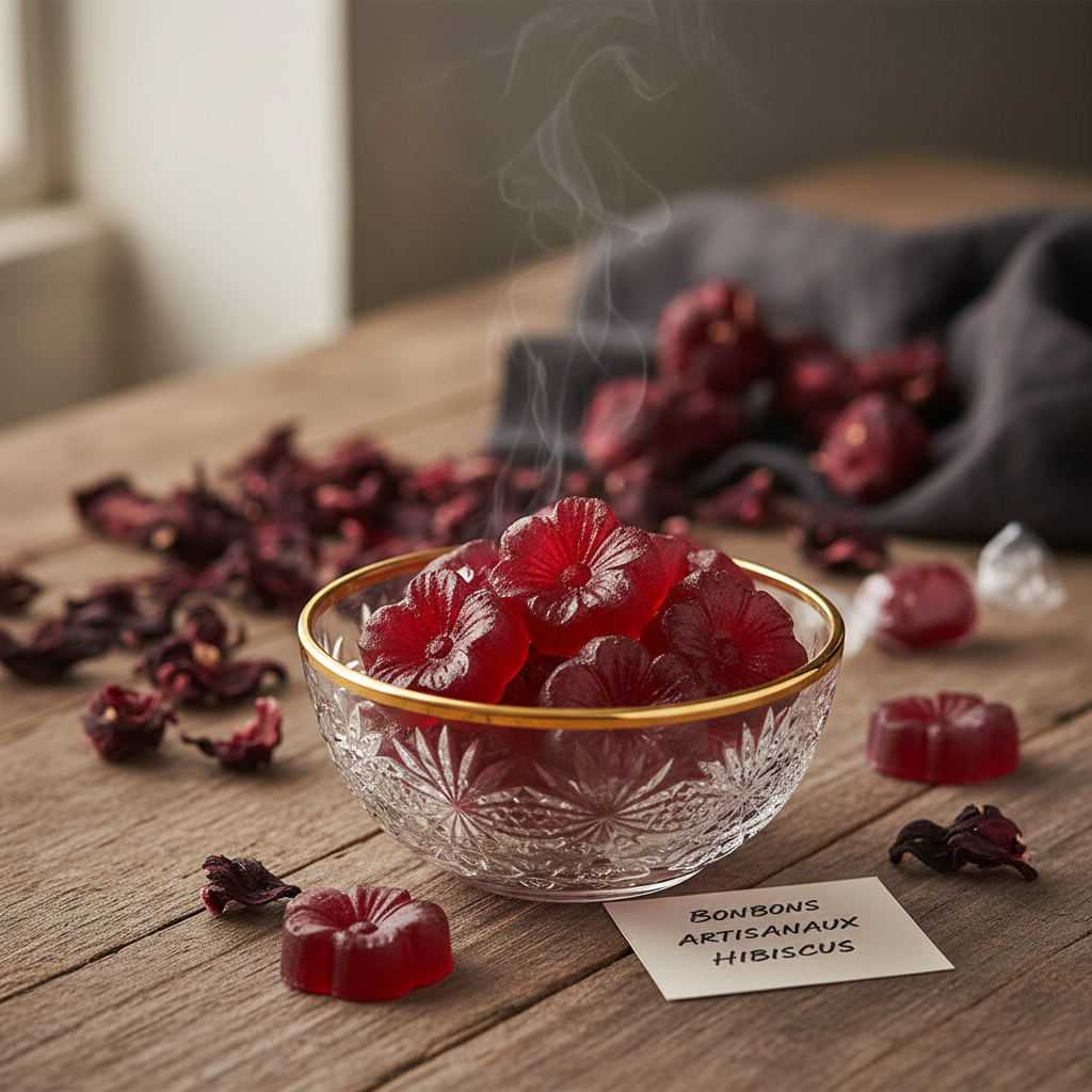 Bonbons hibiscus dans un bol